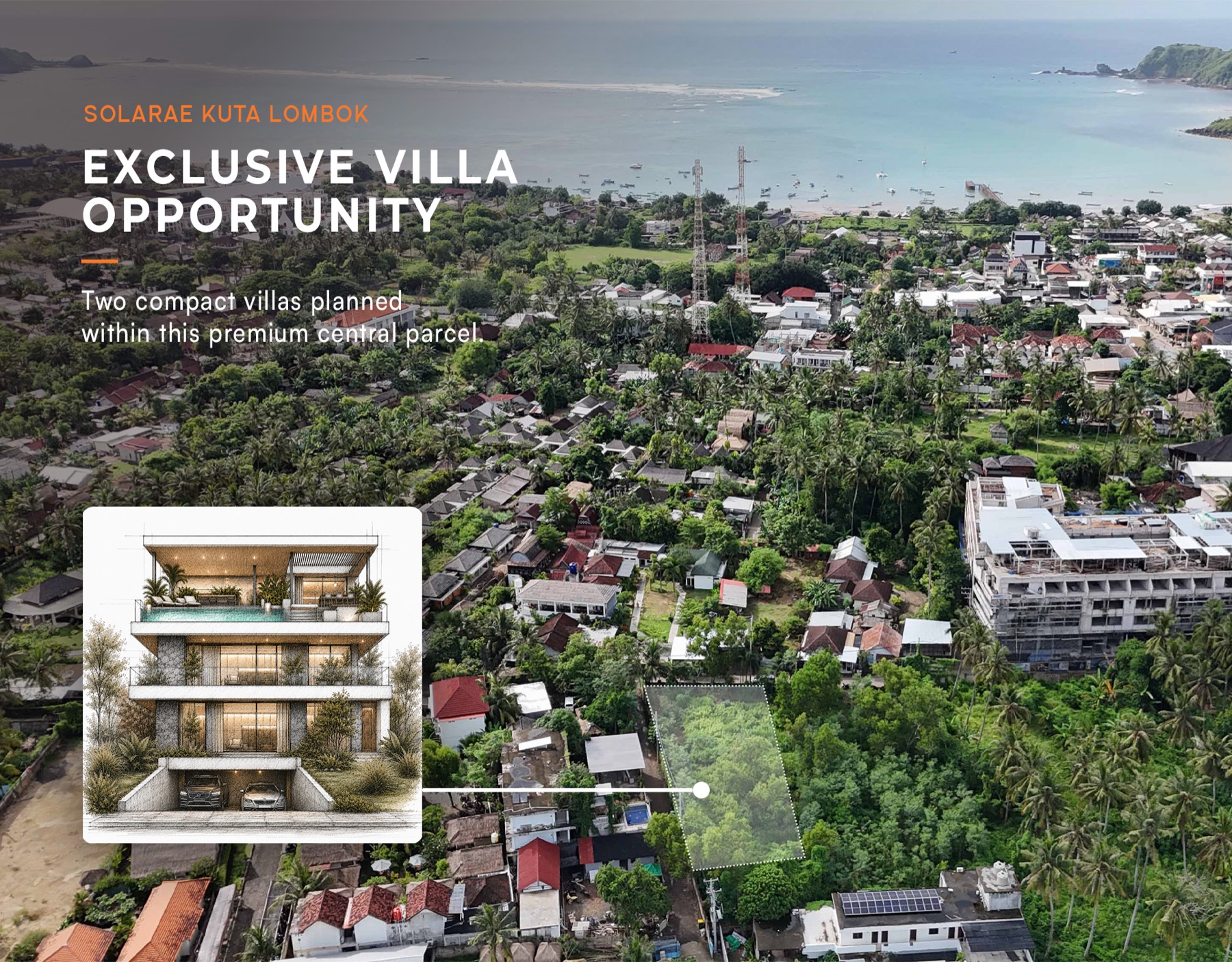 Aerial view and architectural concept for Solarae Kuta Lombok