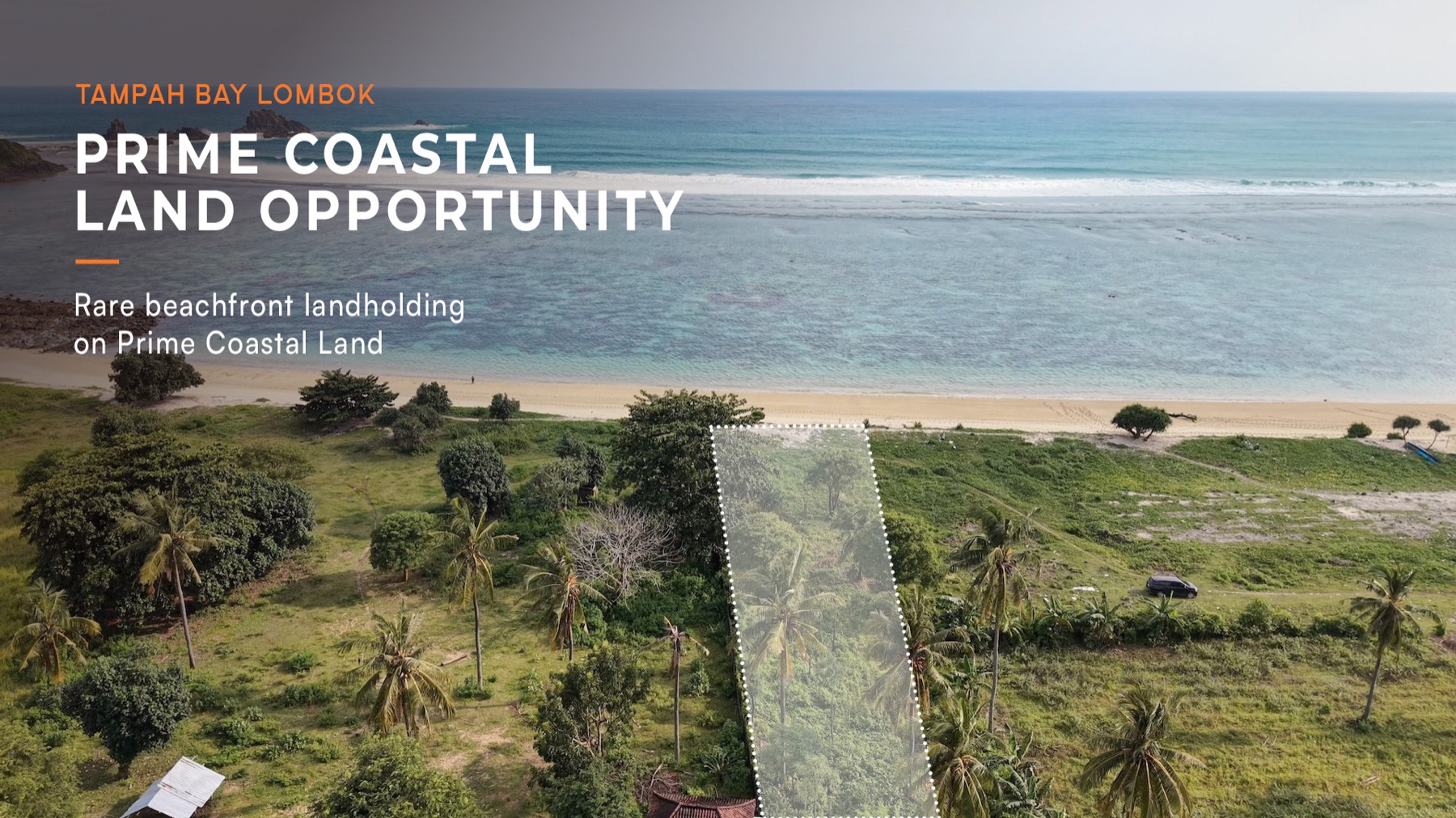 Aerial view of the Tampah beachfront parcel